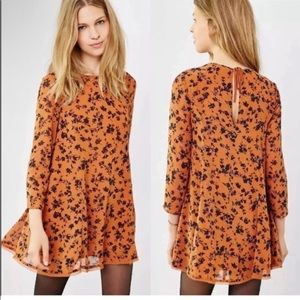 Urban Outfitters Kimchi Blue Long Sleeve Floral Dress in Rust